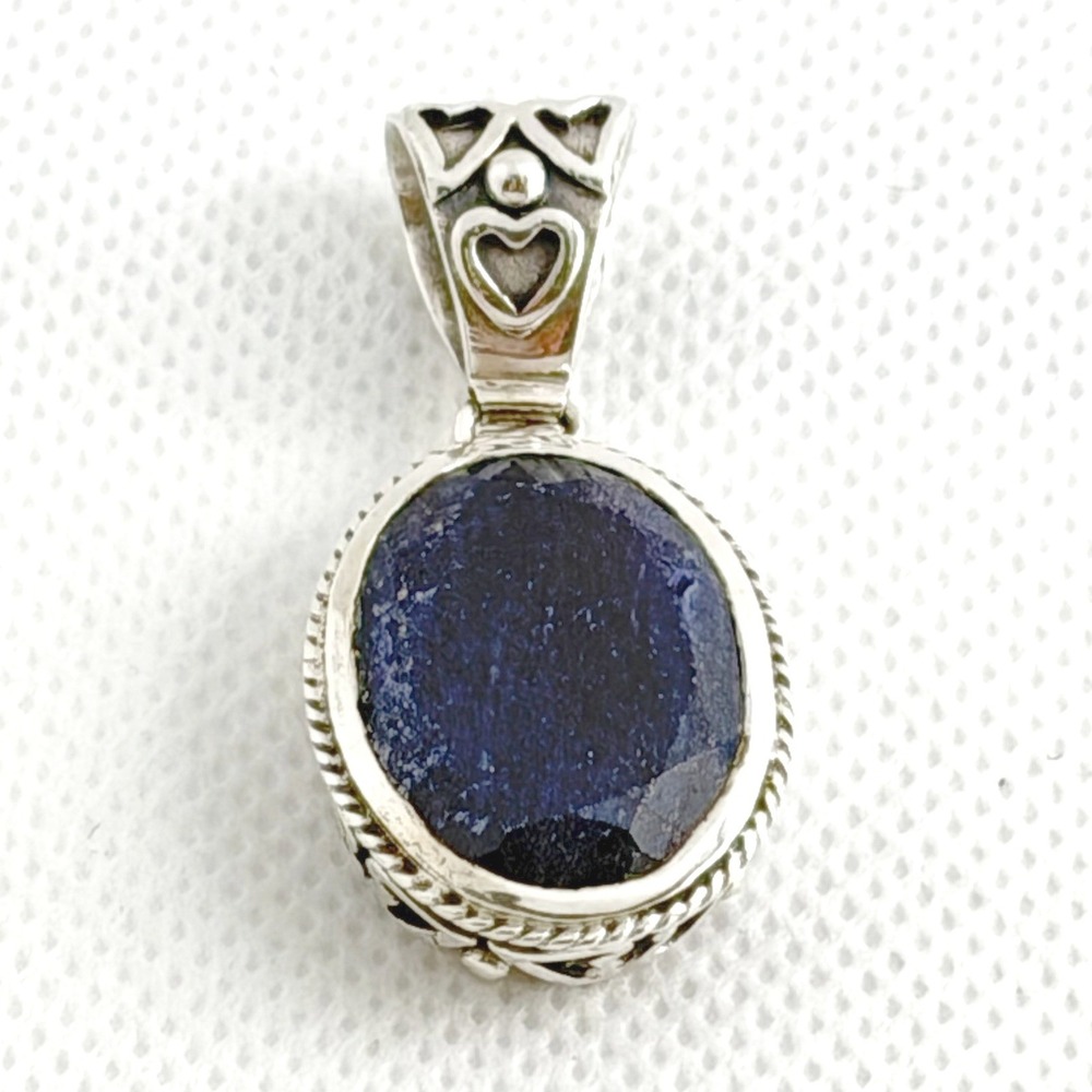 ADI Sterling Silver Blue Sapphire Heart Pendant